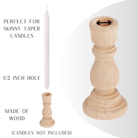 Unfinished Natural Wood Candle Sticks Set by Factory Direct Craft - Set of 12 Wooden Candle Holders (fits 3/8" Skinny Taper) for DIY Crafts and Decor Made in USA (Sizes 3" H x with 1/2 inch Hole)