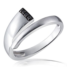 Goldmaid Sterling Silver Ring 3 Black Diamonds with 0.03ct - Size L 1/2