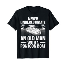 Funny Pontoon Boat Art For Grandpa Men Pontoon Boat Captain T-Shirt