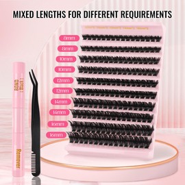 Sixstarhair Sixstarhair Individual Eyelashes Kit 100D Diy Eyelashes Extensions at Home Mix 8-16mm Thick Dramatic Lash Clusters with Tweezers and Lash Bond and Remover Cluster Lashes Kit Volume Lash Extensions