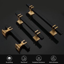 Lepatape 10 Pack 3 Inch Black & Gold Cabinet Pulls - Modern Kitchen Cabinet Hardware