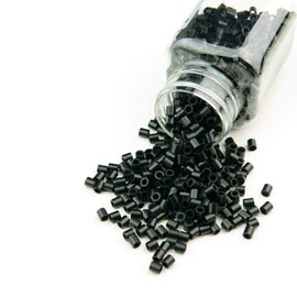 Amesun Silicone Micro Rings 4mm Silicone Lined Copper Silicone Beads Lined For I Tip Stick Hair Extensions Micro Beads Silicone Line Silicone Copper Ring (500Pcs, 1 Black)