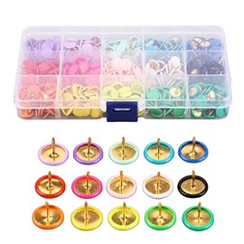 Chinchetas de Goma de Colores para Pulgar, 15 Colores Decorativos de Cabeza Plana con Caja Transparente, para Tablero de Corcho, Hogar, Oficina, Aula, Dormitorio, etc.