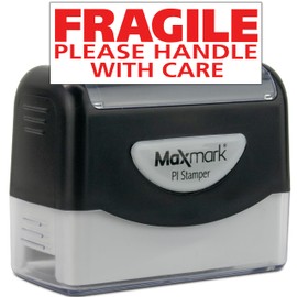 Fragile Please Handle with Care Pre-Inked Stamp - Red Ink (Large)
