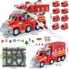 JUKUDAHU 2 in 1 Fire Trucks for Toddlers 3-5, Carrier