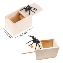Spider in Box, 1 Piece, Spider Prank Box, Wooden Prank Box, Spider Prank Box, Spider Scare Box for Children, Adults, Party