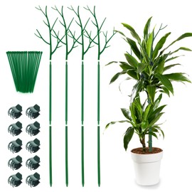 MOMOK 4 Pack 39.37" Twig Plant Support Stakes Set, Removable Twig Plant Stake, Indoor Outdoor Plant Support, Planter for Potted Plants, Includes 4 Twig Plant Sticks, Plant Clips, Garden Ties