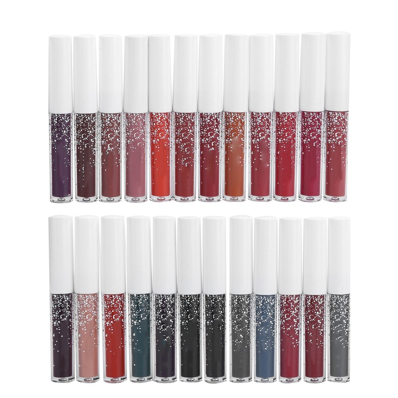 24pcs LANGMANNI Matte Lip Glaze Set Waterproof NonStick Cup Lip