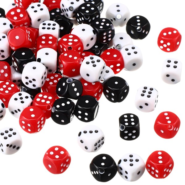 Ferreve 90 Piece Acrylic Dice Beads 10mm Dice Beads Bulk,
