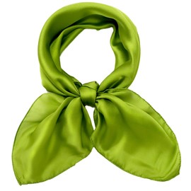 27.5'' Silk Feeling Scarf Medium Square Satin Head Neck Scarf for Women Hair Sleeping at Night, Green, free size