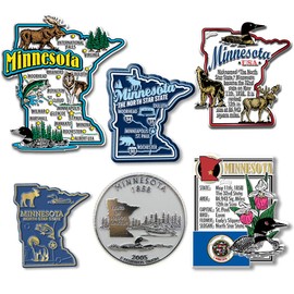 Minnesota Six-Piece State Magnet Set by Classic Magnets, Includes 6 Unique Designs, Collectible Souvenirs Made in The USA
