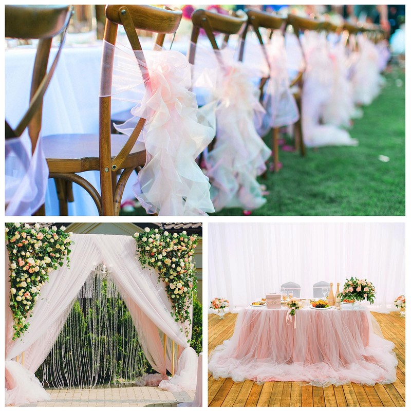 MECCANIXITY 6 inch 50 Yards Tulle Ribbon Rolls Pastel Netting