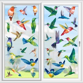 Hummingbird Window Clings for Glass, 38 Pcs Anti Collision Window Clings for Birds Vinyl Decals to Prevent Bird Strikes on Windows Glass Hummingbird Stickers