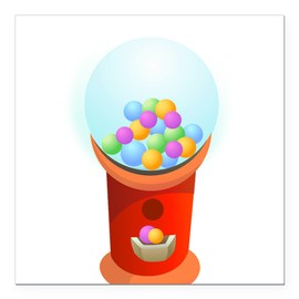 CafePress Gumball Machine Square Car Magnet 3 X 3 Square Car Magnet, Magnetic Bumper Display