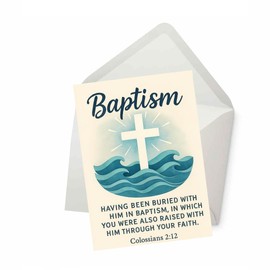 PICTURE THIS PRINTS Colossians 2:12 Bible Verse Baptism Card, Christian Baptism Motivational Scripture Blessings, Religious Greeting Card for Faith Milestone, Comes with Envelope (5x7”)