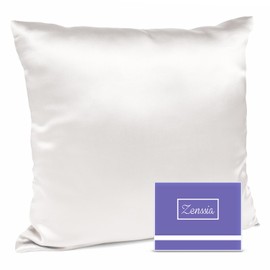 Zenssia Silk Pillowcase 80 x 80 cm, 100% Mulberry Silk for Hair and Skin with Hidden Zip, Super Soft, Breathable, 1 Piece, White