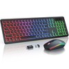 Wireless Keyboard and Mouse Combo, RGB Backlit, Rechargeable & Light