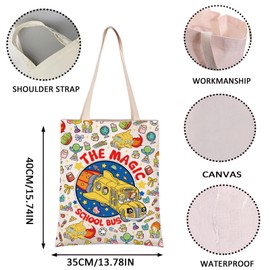 Teacher Appreciation Inspired Gift Magic Bus Cartoon TV Show Gift Bus Driver Shopping Tote Bag (The Magic tote CA)
