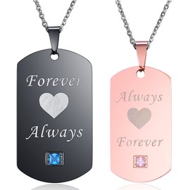 Thintom Couples Necklaces Forever Always Matching Set Titanium Stainless Steel Couple Pendant Necklace in a Gift Box