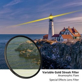 LENSKINS 95mm Variable Gold Streak Filter, Special Effects Lens Filter, Anamorphic Optical Glass, Multi-Resistant Coated, Light Flare Effect Filter for Camera Lens