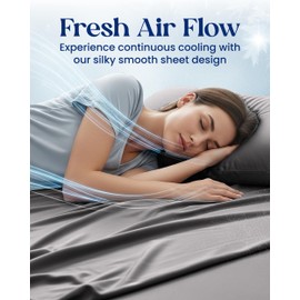 SLEEPHORIA 4 PC Cooling Sheets King Size Bed Set - Temperature Regulating Bedding for Hot Sleepers - Deep Pocket Cooling Bed Sheets King for Night Sweats and All-Night Cool Comfort (Graphite)