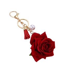Cute Rose Flower Keychain Fashion Bag Charms Purse Accessories Birthday Christmas Valentine's Day Gifts for Women