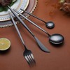 Kyraton Black Cutlery Set 24 Pieces, Stainless Steel Flatware Set,