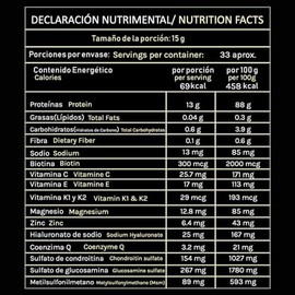 Colágeno Hidrolizado Bovino Premium 500g | 33 Porciones | Con Ácido Hialurónico, Biotina, Magnesio, Vitamina C, Coenzima Q10, Glucosamina, MSM y Zinc 