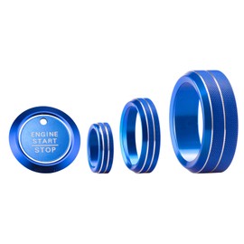 HDUFC for Ford Mustang Mach E 2025 2024 2023 2022 2021 Aluminum Alloy Shift Switch knob Cover Engine Start Stop Button Cover External Decorative Ring Headlight knob Cover 5 Pieces (Blue)