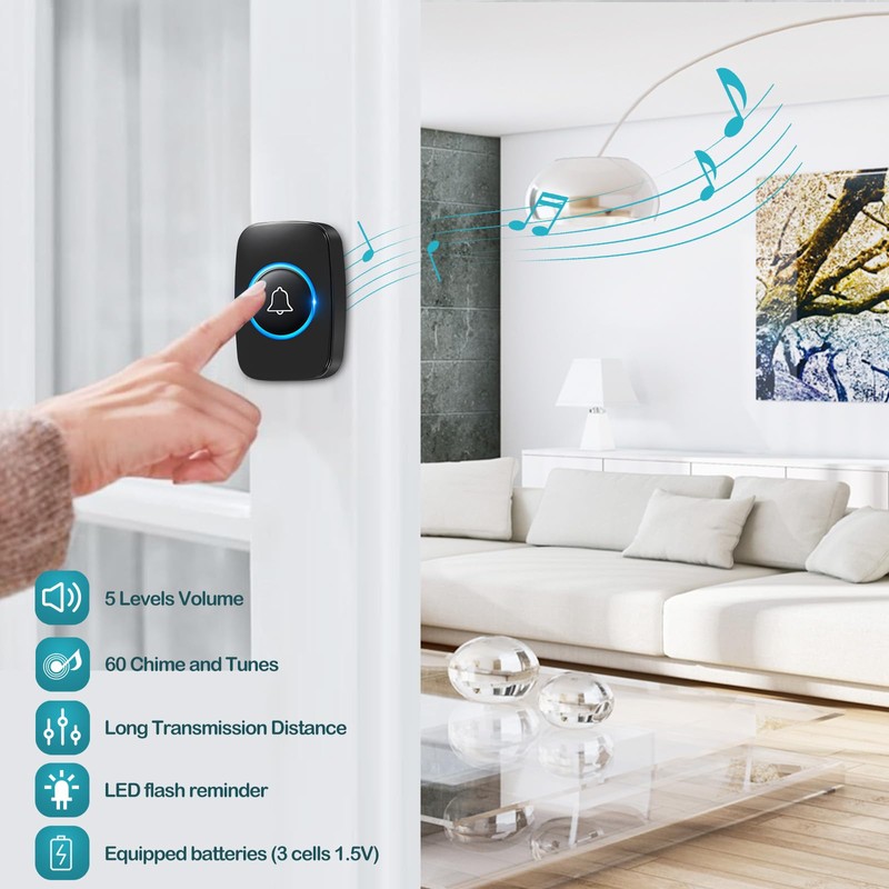 Blendura Wireless Doorbell Set, 300 m Wireless Range Doorbell IP55