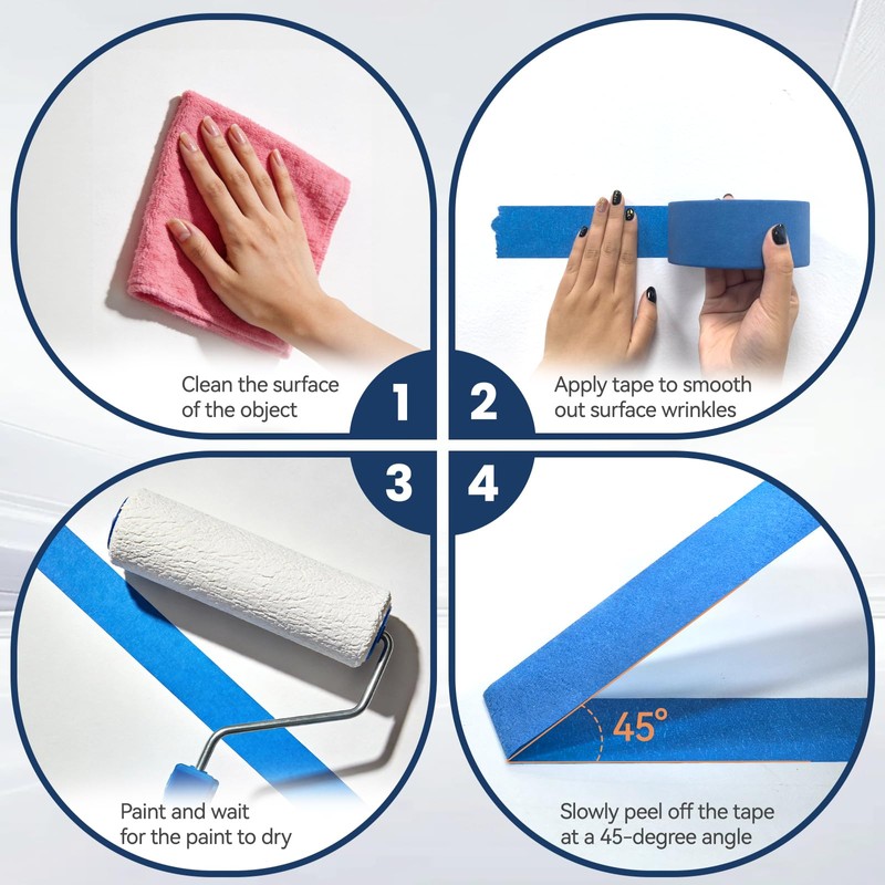 QFOUR Painters Tape 2 Inch Wide, 10 Rolls Blue Masking