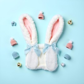 1Pair Girls Bunny Plush Lop Ears Hair Clip, Cinnamoroll Ears, Rabbit Furry Ears Ribbon Bow-knot Hair Clamp, Floppy Bunny Ears, Hairpin Cosplay Headwear Bunny Ears Hair Clips to Wear Ornaments