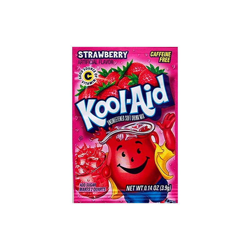 Kool Aid Soft Drink Mix, Strawberry Unsweetened, Caffeine Free, 0.14