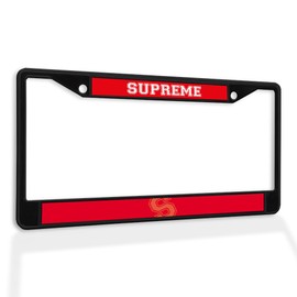 Fastasticdeals Metal Insert License Plate Frame Supreme Weatherproof Car Accessories Black 2 Holes Solid Insert