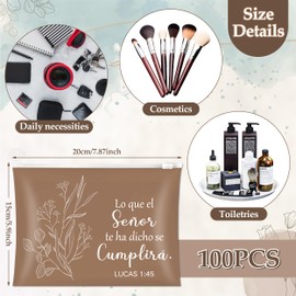 Y1tvei Spanish Bible Bag Gifts - 100Pcs Sketch Flower EVA Cosmetic Bag Bulk, Religious Bible Verse Waterproof Toiletry Pouch Organizer Travel Makeup Bag Gifts for Christian Church Party Favors Women