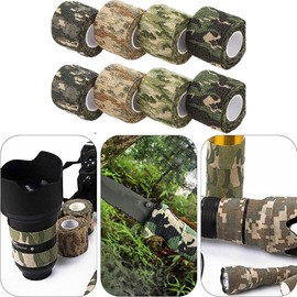 8 rollen camo tapes, multifunktionales tarnung wasserfest camouflage tape wrap outdoor tarnband selbsthaftend selbstklebender vliesstoff band camo stretch bandage für taschenlampe,teleskop, 5cm x 4.5m