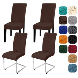 Yugarlibi Chair Covers, Set of 4, Stretch Chair Covers, Swing Chair, Elastic Covers, Chair Cover, Removable, Washable Chairs, Protection for Kitchen, Restaurant, Hotel, Banquet, Wedding (Coffee, Set