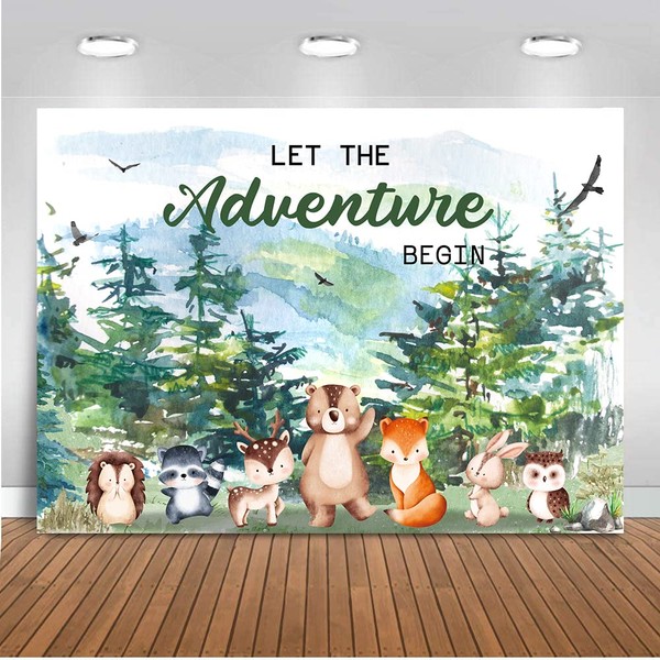 ANSHUHAI Adventure Awaits Baby Shower Backdrop Let The Adventure Begin