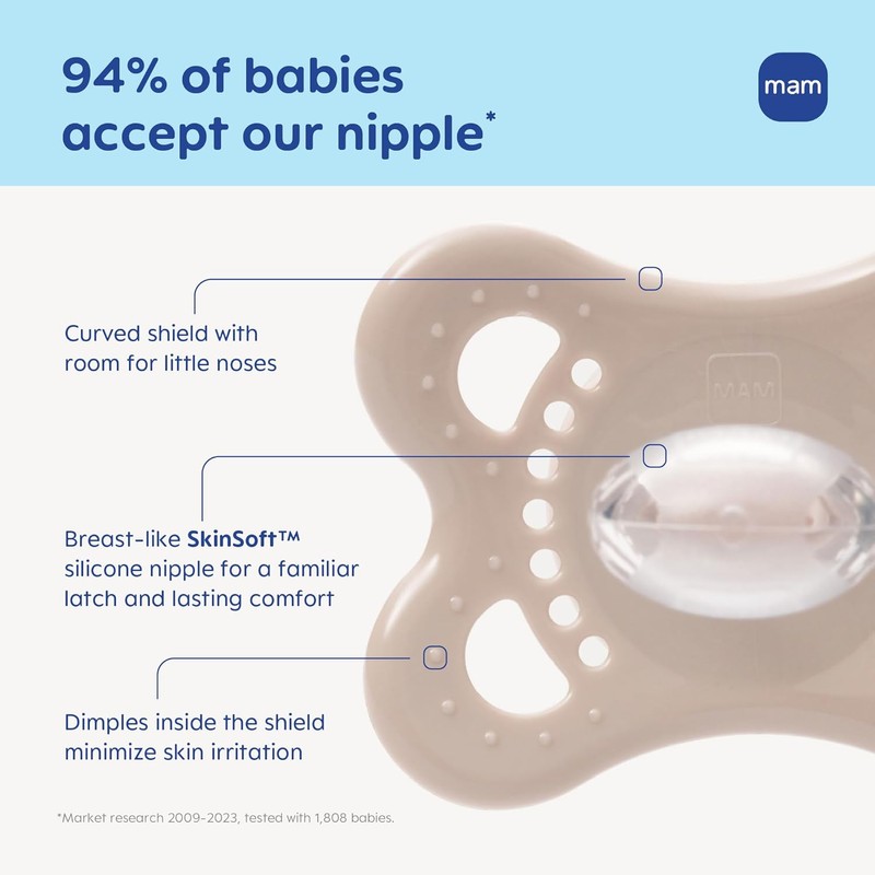 MAM Original Matte Baby Pacifiers 0-6 Months, Binky for Newborn