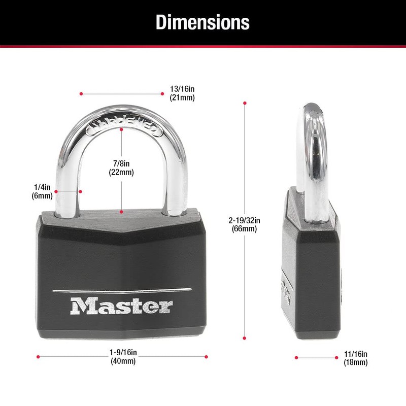 Master Lock Covered Padlocks with Key, Outdoor Locks, 2 Pack,