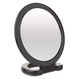 Diane Plastic Handheld Mirror – Magnifying 2-Sided Vanity Mirror with Folding Circle Handle and Stand for Hanging – Medium Size, 6”x 10” for Travel, Bathroom, Desk, Makeup, Beauty, Grooming, D1014