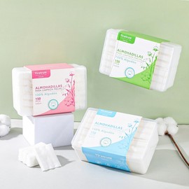 Cross-border 150-Piece Disposable Wet Compressed Thick Mild Absorbent Makeup Cotton Pads for Toner Packs (Boxed) 150 Pieces/Pink 10ea