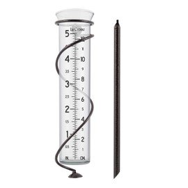 La Crosse 704-08967-INT Original Handcrafted Colombian Metal Finish Spiral Rain Gauge with 5-inch Capacity Glass Rain Garden Tube