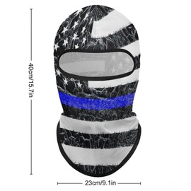 Thin Blue Line with Police Flag Balaclava Ski Mask,Head Mask,Windproof Sun for Outdoor Sports Cycling Windproof Hood