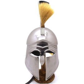 Medieval Warrior Corinthian Helmet with Gold and Black 18 Gauge Steel Wearable for Adult (Gold and Black)