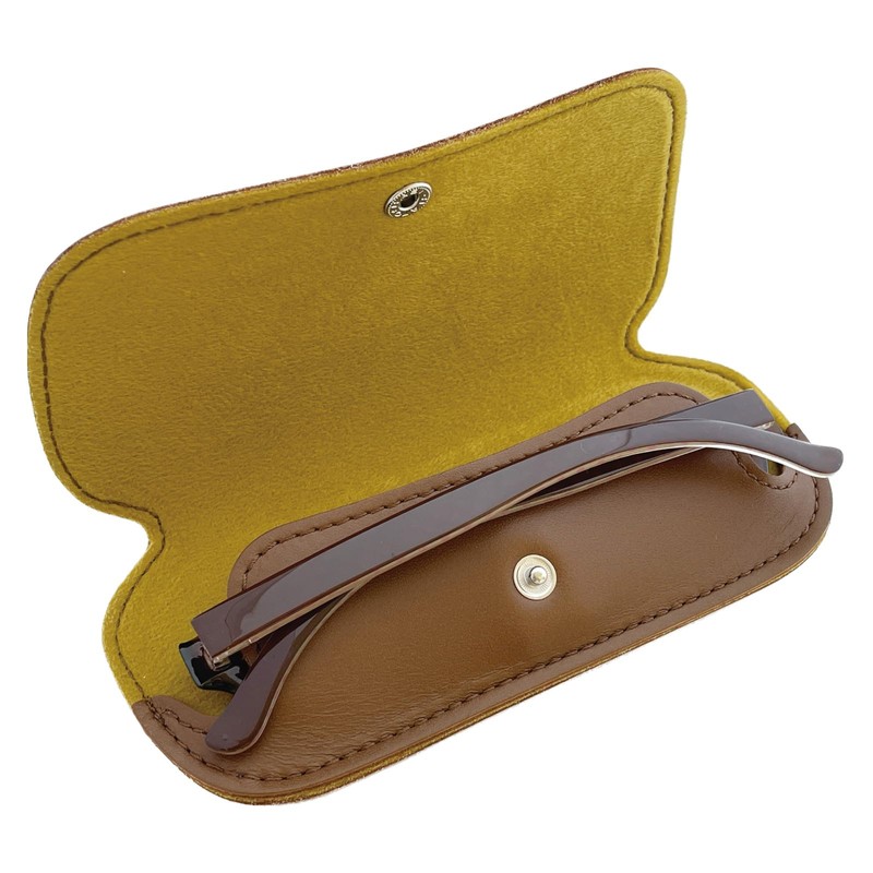 SAKAE F-20 TR700 Genuine Leather Glasses Case, Braun