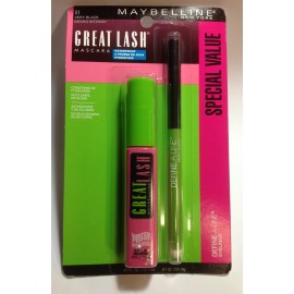 Maybelline Great Lash Mascara Very Black Waterproof Define a Line Eyeliner Ebony