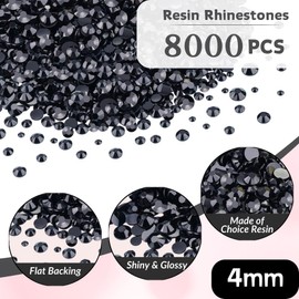 8000PCS 4mm Resin Rhinestones for Bedazzling, Black Bulk Flatback Bedazzled Gems for Crafting Crafts DIY, Diamonds Charms Crystal for Shoes Clothing Bottles Tumblers Fabric Nail Art