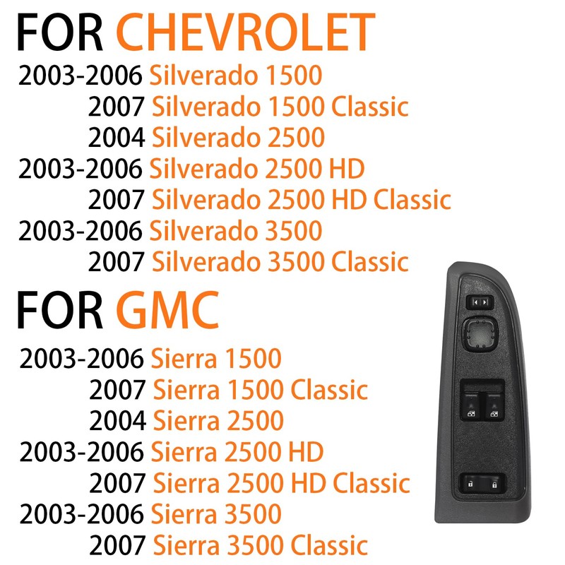 15883318 Master Power Window Switch &Bezel for 2003-2007 Chevy Silverado