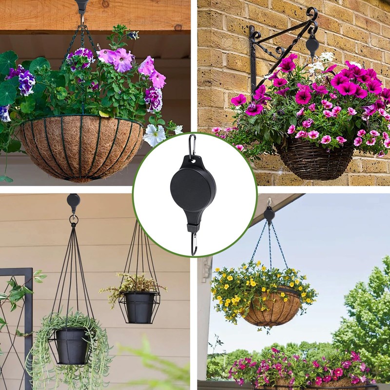 BSITSSS 2 Pcs Hanging Basket Pulley, Retractable Hanging Basket Pulley,